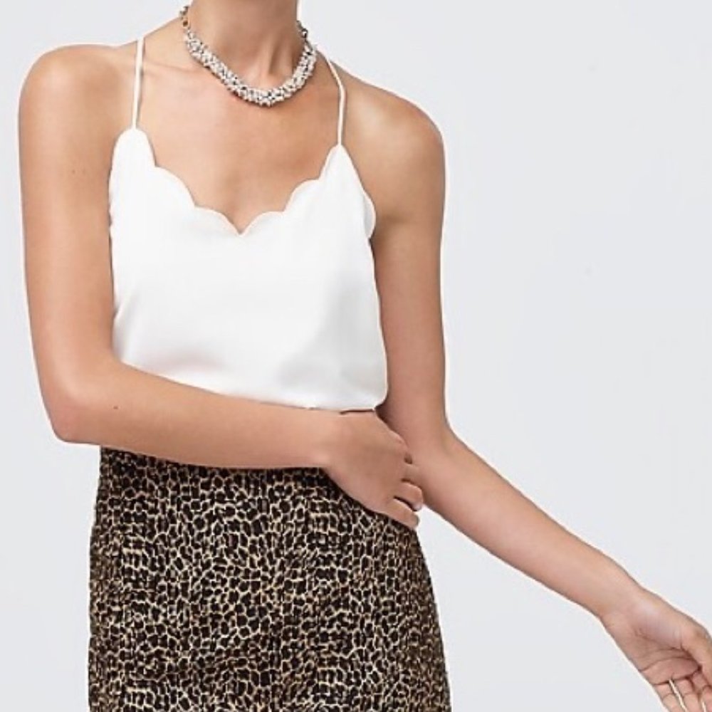 NWT J. CREW Scalloped Creamy White Cami Size 14